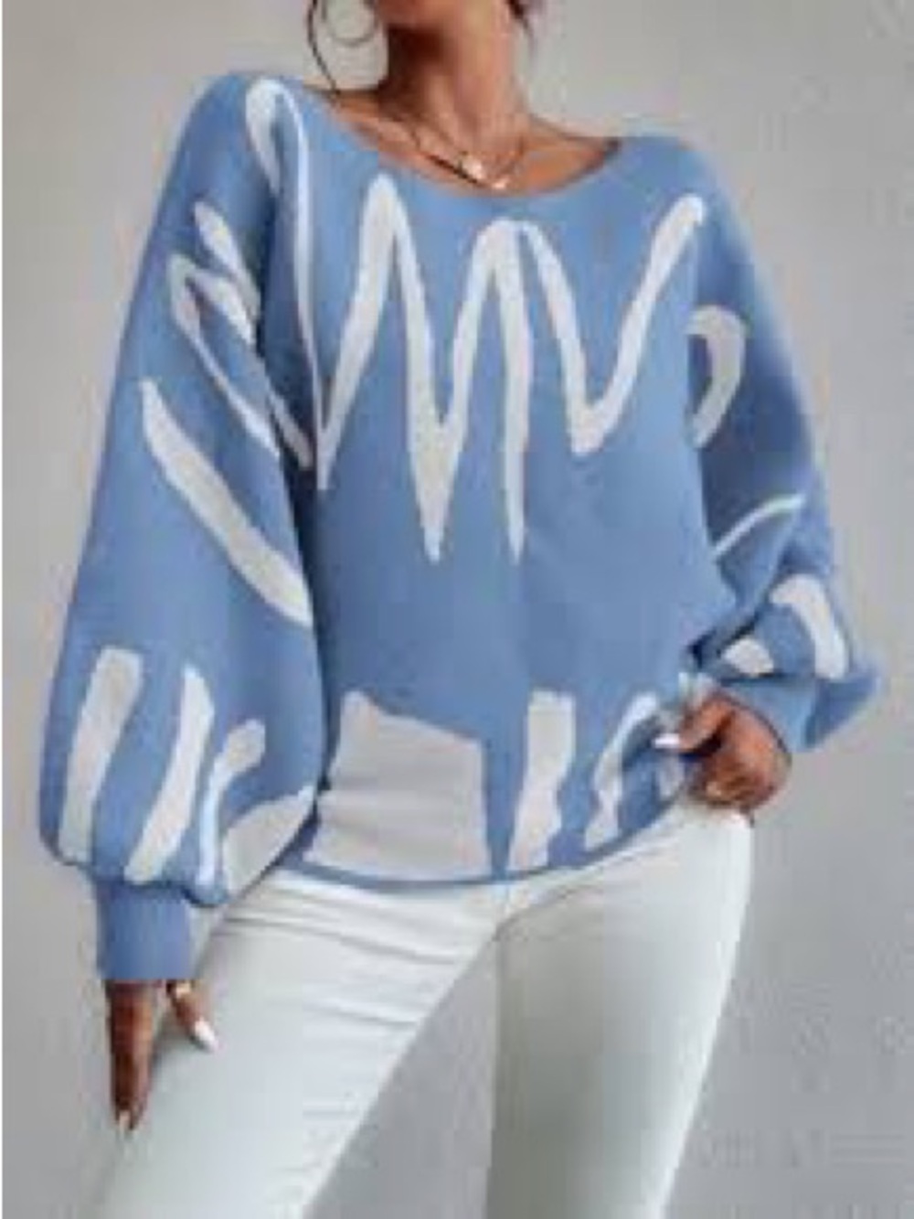 Blue and White Sweater